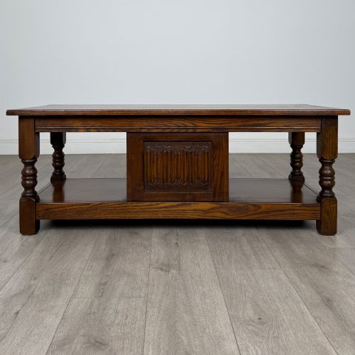 fig 5. Antique 20th Century Linenfold Coffee Table In Oak