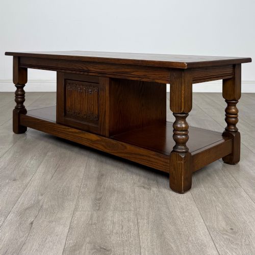 fig 6. Antique 20th Century Linenfold Coffee Table In Oak