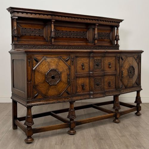 ANTIQUE 19TH CENTURY LARGE CARVED OAK SIDEBOARD OF FINE QUALITY - ADDITIONAL PHOTO 8