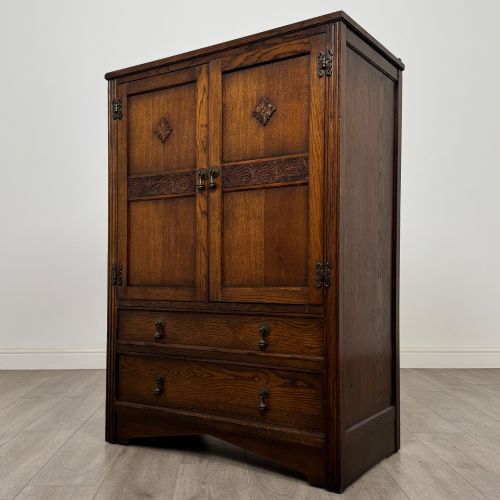 fig 2. Antique 20th Century Carved Cupboard In Oak