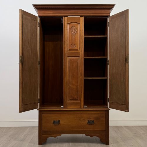 fig 1. Antique 20th Century Edwardian Wardrobe In Walnut