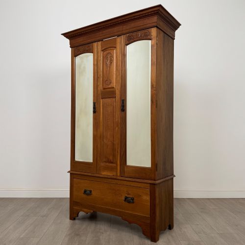 fig 2. Antique 20th Century Edwardian Wardrobe In Walnut