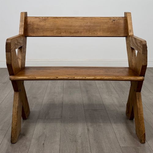 ANTIQUE 19TH CENTURY VICTORIAN BENCH IN PITCH PINE - ADDITIONAL PHOTO 7