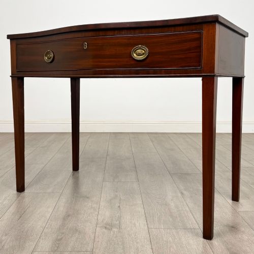 fig 1. Antique 19th Century Serpentine Writing Table In Mahogany