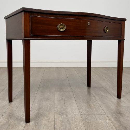 fig 7. Antique 19th Century Serpentine Writing Table In Mahogany