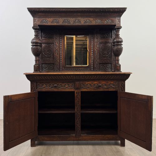 ANTIQUE 19TH CENTURY FINE VICTORIAN CARVED OAK SIDEBOARD - ADDITIONAL PHOTO 1
