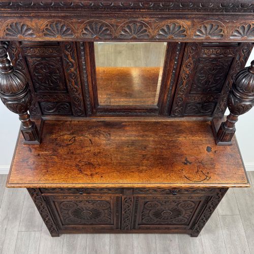 ANTIQUE 19TH CENTURY FINE VICTORIAN CARVED OAK SIDEBOARD - ADDITIONAL PHOTO 9
