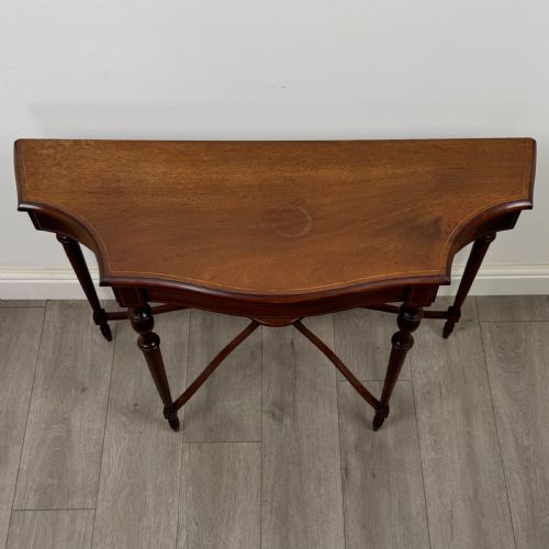 ANTIQUE 20TH CENTURY SERPENTINE SIDE TABLE IN MAHOGANY - ADDITIONAL PHOTO 8