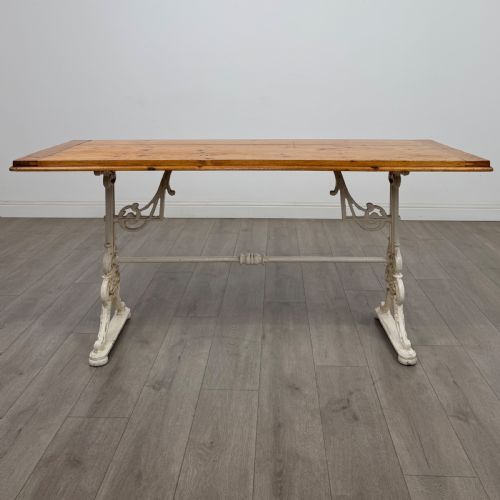 fig 1. Antique 20th Century Cast Iron Dining Table With Pine Top