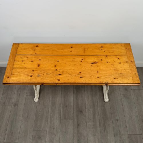 fig 2. Antique 20th Century Cast Iron Dining Table With Pine Top