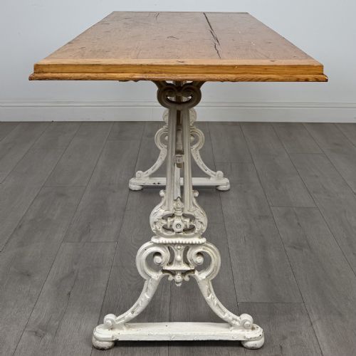fig 3. Antique 20th Century Cast Iron Dining Table With Pine Top