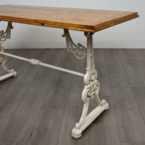 fig 4. Antique 20th Century Cast Iron Dining Table With Pine Top