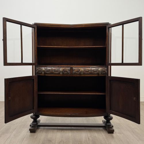 fig 1. Antique 20th Century Edwardian Display Cabinet In Oak