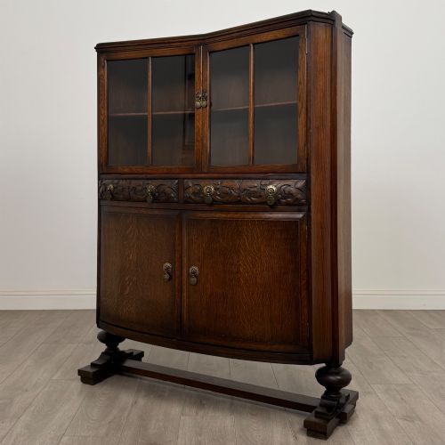 fig 2. Antique 20th Century Edwardian Display Cabinet In Oak
