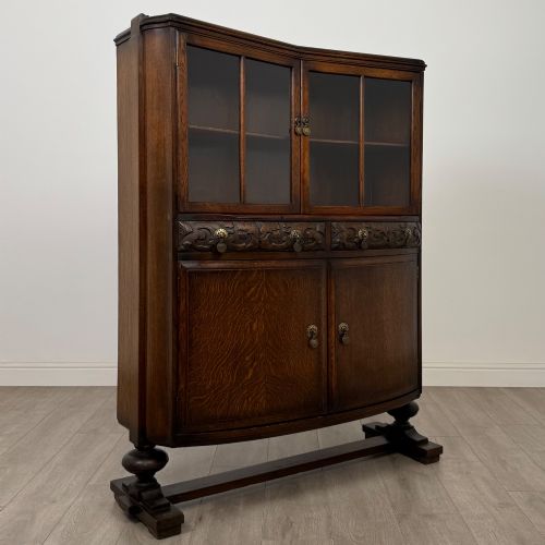 fig 8. Antique 20th Century Edwardian Display Cabinet In Oak