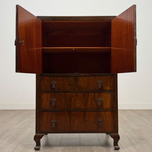 fig 1. Antique 20th Century Cupboard In Figured Walnut