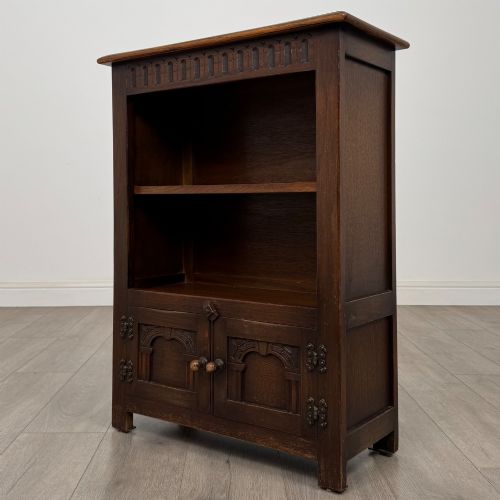 ANTIQUE 20TH CENTURY GOOD QUALITY SMALL OAK CABINET - ADDITIONAL PHOTO 2