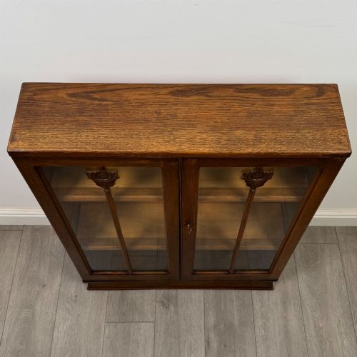 ANTIQUE 20TH CENTURY EDWARDIAN DISPLAY CABINET IN OAK - ADDITIONAL PHOTO 9