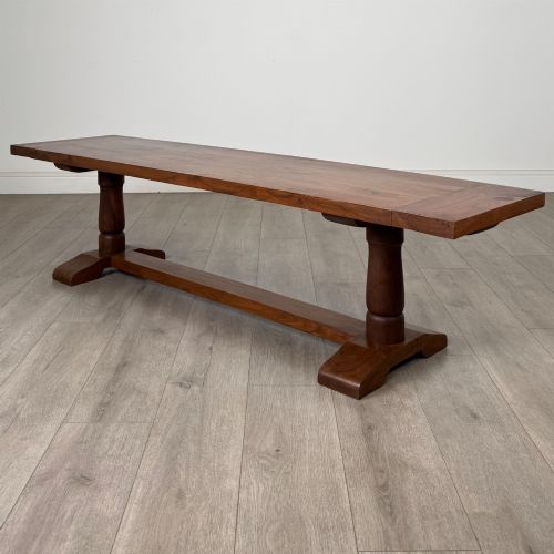 ANTIQUE 20TH CENTURY GOOD QUALITY PAIR OF HARDWOOD BENCHES - ADDITIONAL PHOTO 2
