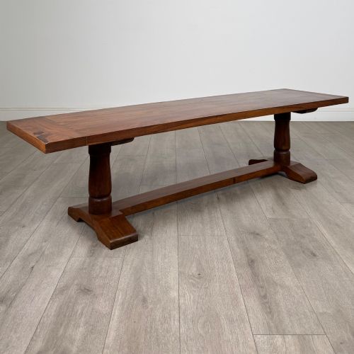 ANTIQUE 20TH CENTURY GOOD QUALITY PAIR OF HARDWOOD BENCHES - ADDITIONAL PHOTO 4