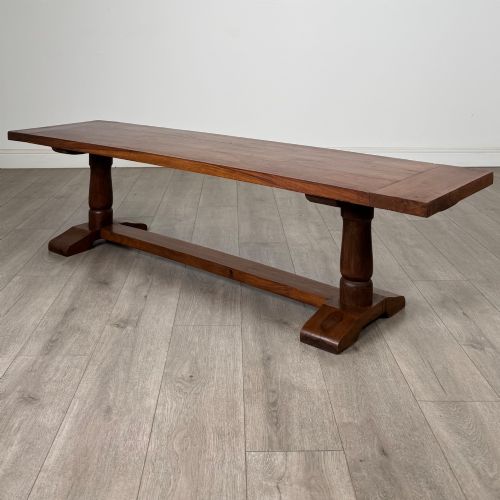ANTIQUE 20TH CENTURY GOOD QUALITY PAIR OF HARDWOOD BENCHES - ADDITIONAL PHOTO 6