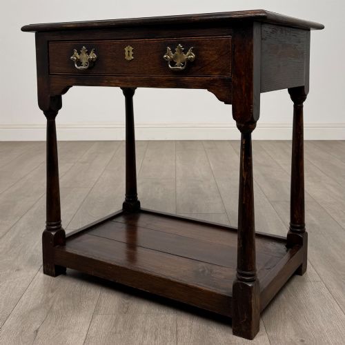 ANTIQUE 19TH CENTURY GEORGIAN STYLE SIDE TABLE IN OAK - ADDITIONAL PHOTO 1