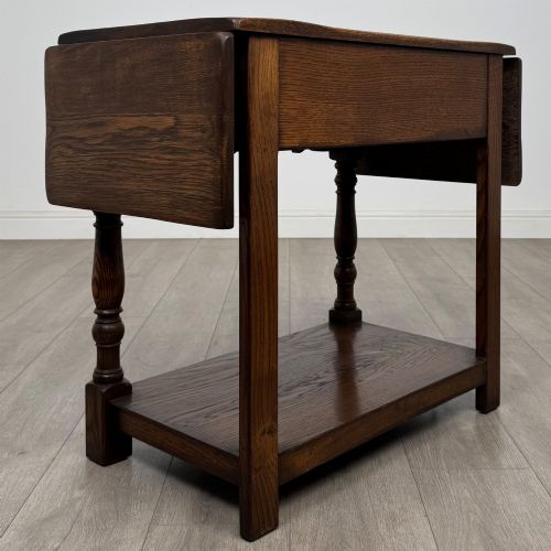 fig 4. Antique 20th Century Edwardian Drop Leaf Side Table In Oak