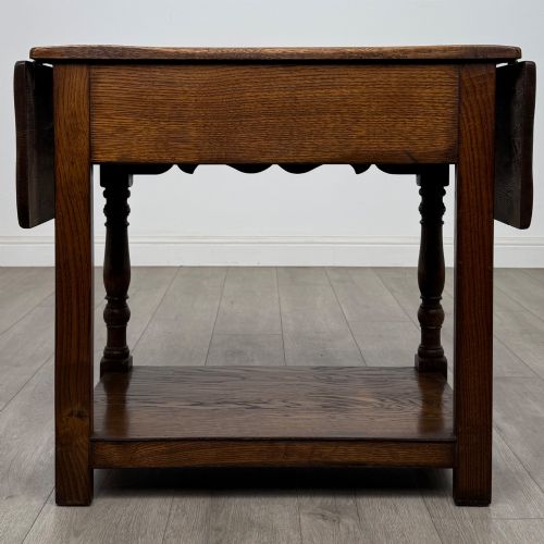 fig 5. Antique 20th Century Edwardian Drop Leaf Side Table In Oak