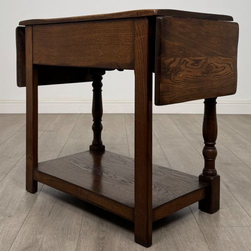 fig 6. Antique 20th Century Edwardian Drop Leaf Side Table In Oak