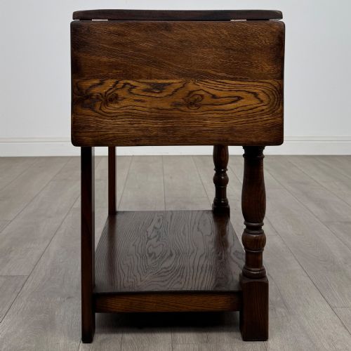fig 7. Antique 20th Century Edwardian Drop Leaf Side Table In Oak