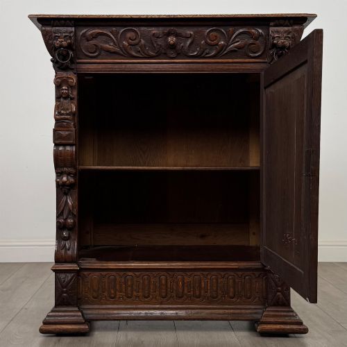 fig 1. Antique 19th Century Carved Victorian Cupboard In Oak