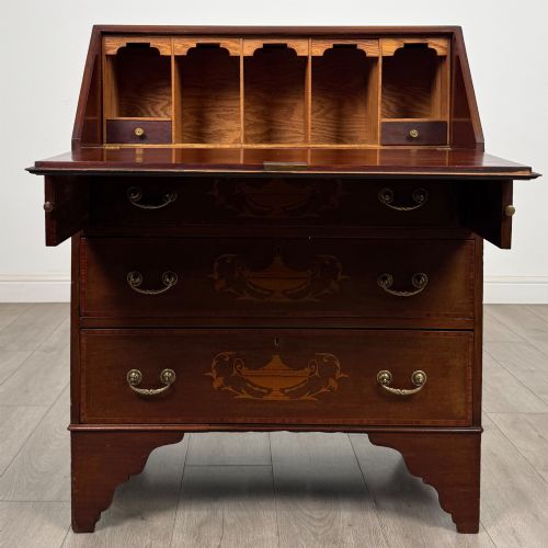 fig 1. Antique 20th Century Inlaid Edwardian Bureau In Mahogany
