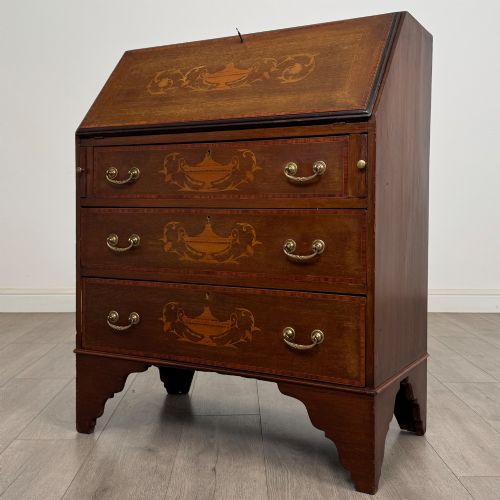 fig 2. Antique 20th Century Inlaid Edwardian Bureau In Mahogany