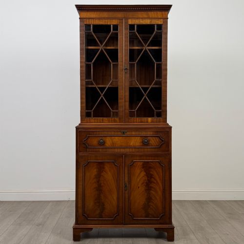 fig 1. Antique 20th Century Secretaire Bookcase In Mahogany