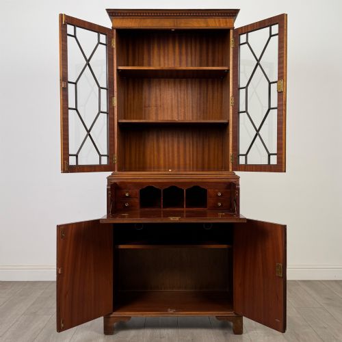 fig 2. Antique 20th Century Secretaire Bookcase In Mahogany
