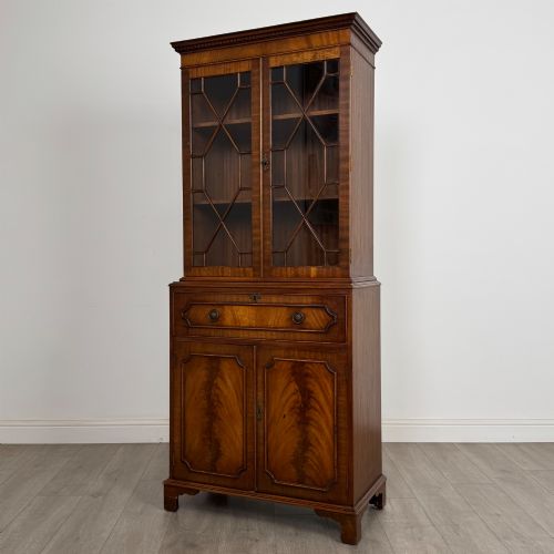 fig 3. Antique 20th Century Secretaire Bookcase In Mahogany