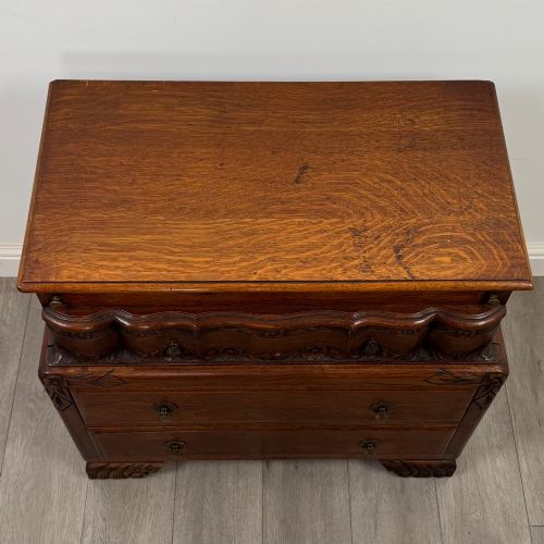 ANTIQUE 20TH CENTURY CARVED OAK CHEST OF DRAWERS - ADDITIONAL PHOTO 8