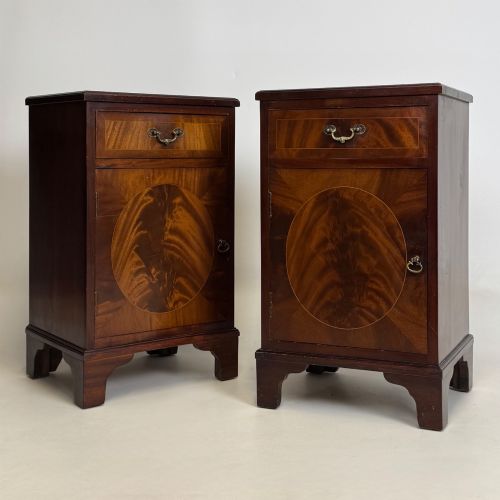 antique 20th century pair of mahogany bedside cabinets - CATEGORY: ANTIQUE CUPBOARDS - DATED EDWARDIAN