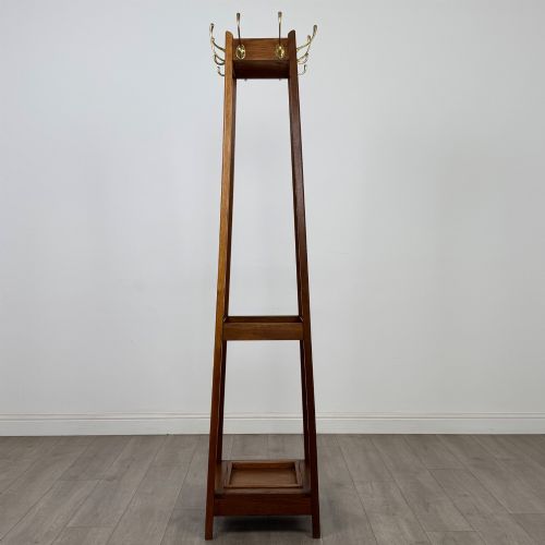ANTIQUE 20TH CENTURY ARTS CRAFTS STYLE COAT STAND IN OAK - ADDITIONAL PHOTO 2