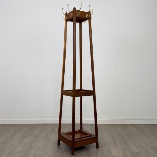 ANTIQUE 20TH CENTURY ARTS CRAFTS STYLE COAT STAND IN OAK - ADDITIONAL PHOTO 3