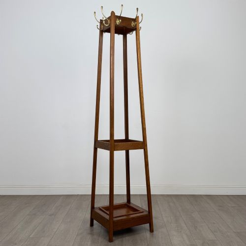 ANTIQUE 20TH CENTURY ARTS CRAFTS STYLE COAT STAND IN OAK - ADDITIONAL PHOTO 7