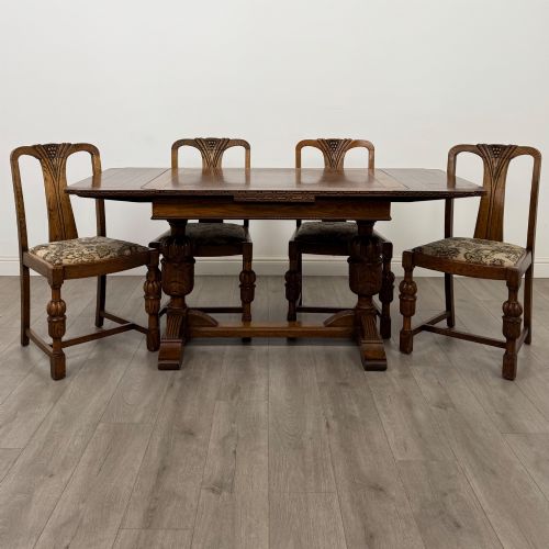 antique 20th century oak dining table with 4 dining chairs - CATEGORY: ANTIQUE TABLES - DATED EDWARDIAN