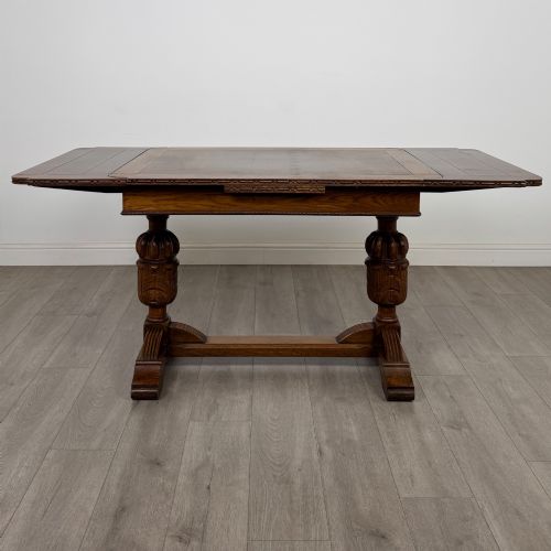 ANTIQUE 20TH CENTURY OAK DINING TABLE WITH 4 DINING CHAIRS - ADDITIONAL PHOTO 2