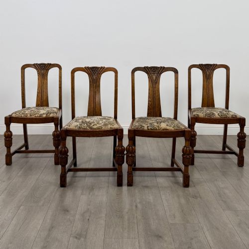 ANTIQUE 20TH CENTURY OAK DINING TABLE WITH 4 DINING CHAIRS - ADDITIONAL PHOTO 7