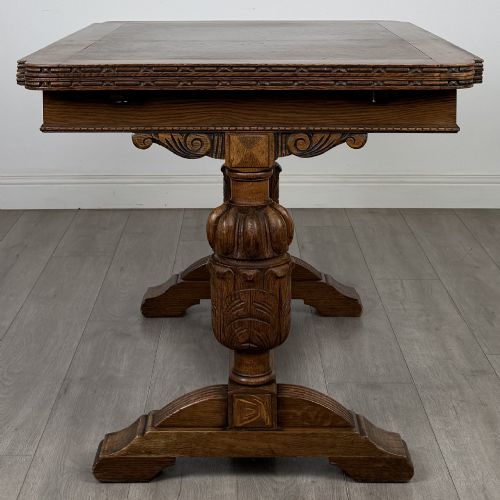 ANTIQUE 20TH CENTURY EDWARDIAN DRAW LEAF DINING TABLE IN OAK - ADDITIONAL PHOTO 3