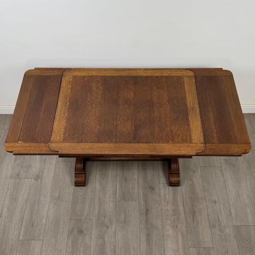 ANTIQUE 20TH CENTURY EDWARDIAN DRAW LEAF DINING TABLE IN OAK - ADDITIONAL PHOTO 4