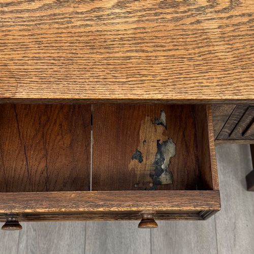 ANTIQUE 20TH CENTURY FINE QUALITY EDWARDIAN DESK IN OAK - ADDITIONAL PHOTO 11