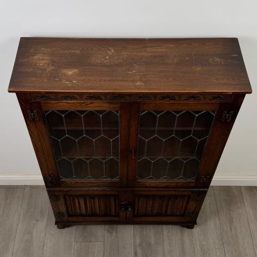 ANTIQUE 20TH CENTURY CARVED OAK DISPLAY CABINET - ADDITIONAL PHOTO 9