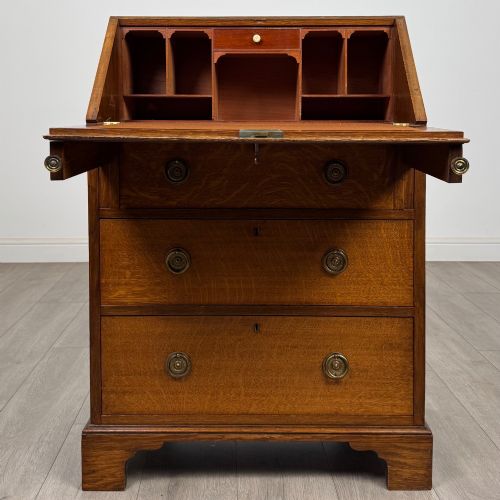 ANTIQUE 20TH CENTURY EDWARDIAN BUREAU IN GOLDEN OAK - ADDITIONAL PHOTO 1