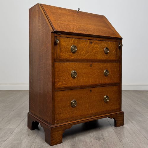 ANTIQUE 20TH CENTURY EDWARDIAN BUREAU IN GOLDEN OAK - ADDITIONAL PHOTO 8